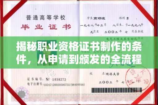 东坑揭秘职业资格证书制作的条件，从申请到颁发的全流程解析